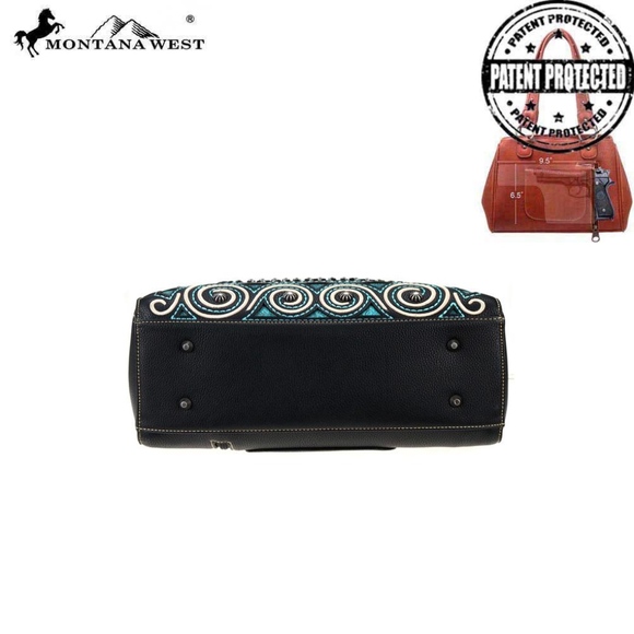 Montana West Tooled Concealed Carry Satchel Black - Picture 4 of 7